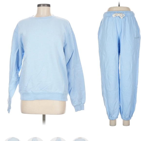 Djerf Avenue Staple Sweat SET Organic Cotton Sweater Jogger Sweats Baby Blue M - Picture 1 of 12
